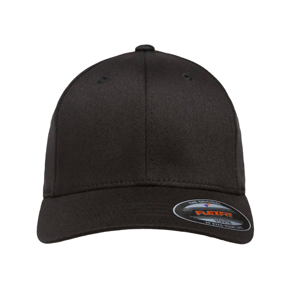 22flexfit combed youth cotton blend fitted cap 6277y black 2