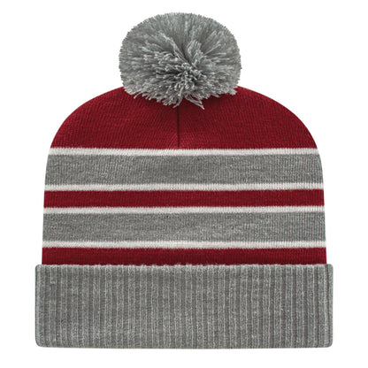 Cap America iK56 Double Stripe Knit Cap with Ribbed Cuff 2