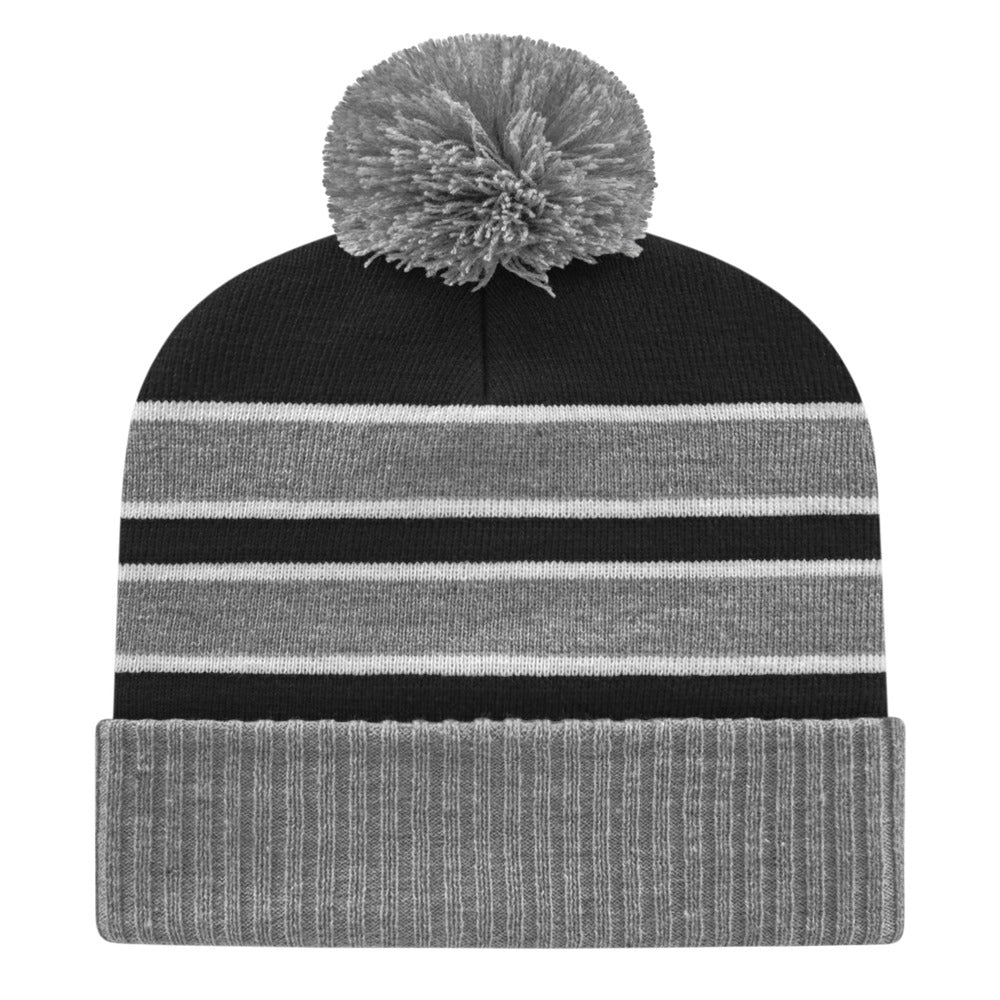 Cap America iK56 Double Stripe Knit Cap with Ribbed Cuff 