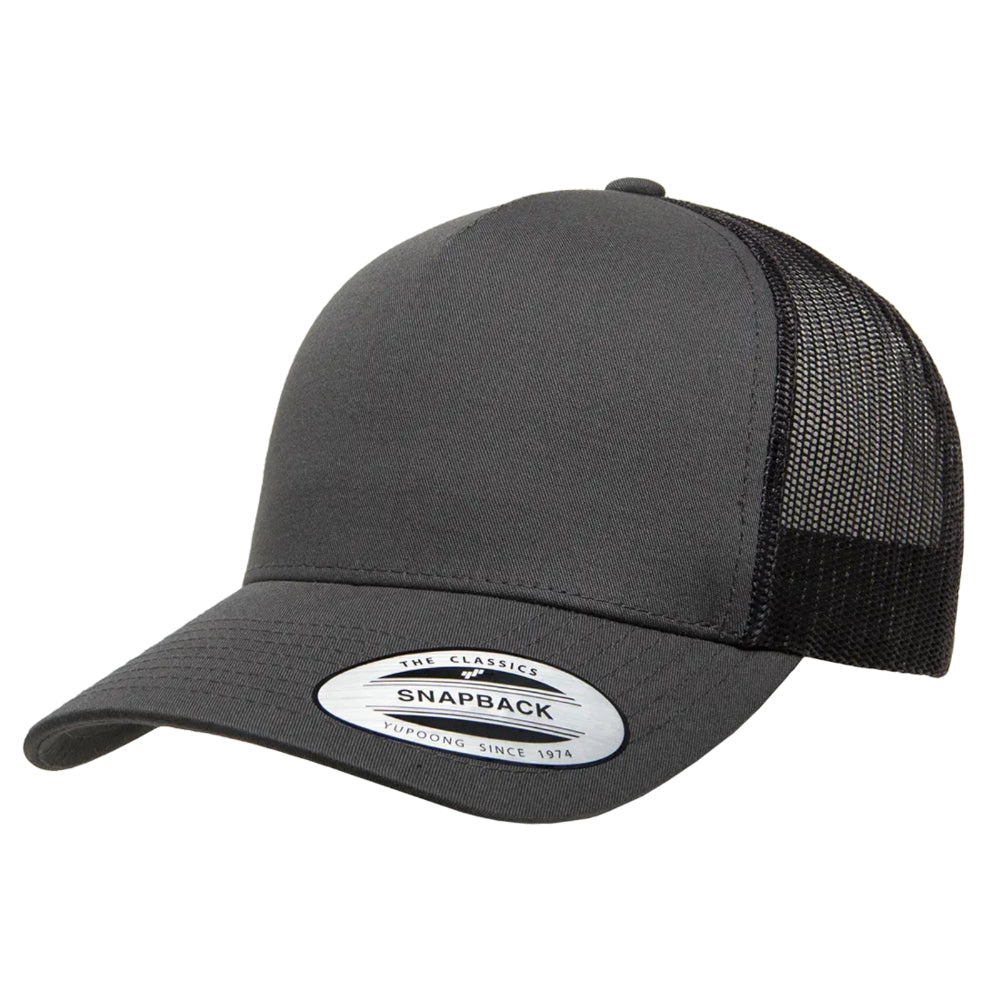 YP Classics 6506 Structured 5-Panel Mesh Back Retro Trucker Cap with Adjustable Snapback Closure