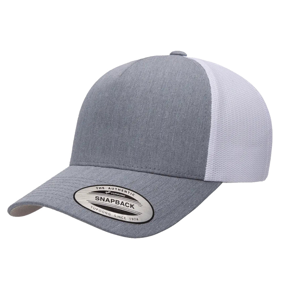 YP Classics 6506 Structured 5-Panel Mesh Back Retro Trucker Cap with Adjustable Snapback Closure